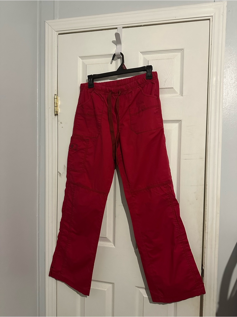 Red Multi-Pocket Medical Cargo Scrub Pants Size m